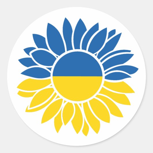 Oekraïense vlag zonnebloem ronde sticker (Voorkant)