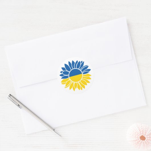 Oekraïense vlag zonnebloem ronde sticker (Envelop)