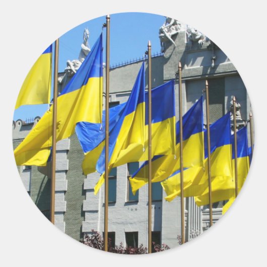 Oekraïense vlaggen ronde sticker (Voorkant)