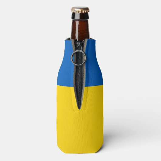 Oekraïense vlaggenblauw - gele Oekraïense steun Flesjeskoeler (Fles Achterkant)