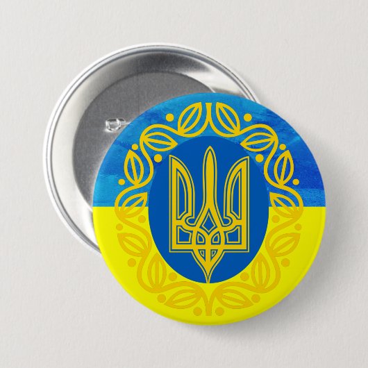 Oekraïense vlaggenButton Ronde Button 7,6 Cm (Voorkant /achterkant)