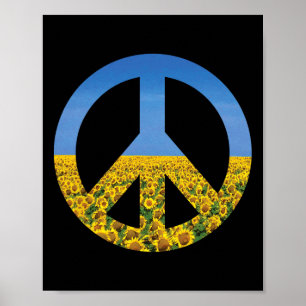 Oekraïense vlagkleuren Blauwe luchten Zonnebloemve Poster