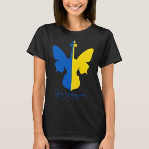 Oekraïense Vlinder Viool Vrede In Oekraïne Muziek T-shirt