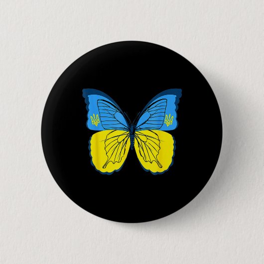 Oekraïense vlindervlag met Trident F Ronde Button 5,7 Cm (Voorkant)