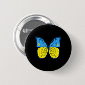 Oekraïense vlindervlag met Trident F Ronde Button 5,7 Cm (Voorkant /achterkant)