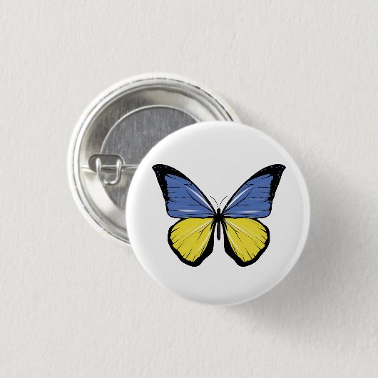 Oekraïense vlindervlag ronde button 3,2 cm (Voorkant /achterkant)