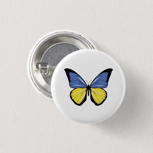 Oekraïense vlindervlag ronde button 3,2 cm (Voorkant /achterkant)