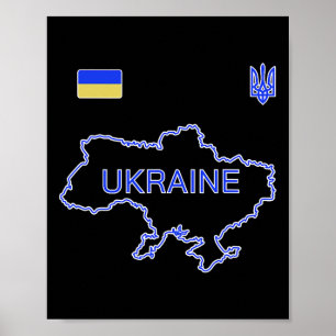 Oekraïense voetbalteam Ukr-kaart en drietandshirt Poster