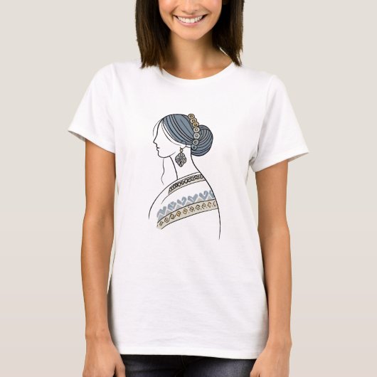 Oekraïense volksvrouw | Line Art T-shirt (Voorkant)