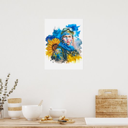 Oekraïense Voman Warrior Soldaat Poster (Keuken)