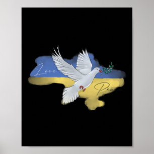 Oekraïense Vredesduif Vlag Kleuren Blauw Geel Oekr Poster