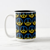 Oekraïense vredesgebaar tweekleurige koffiemok (Links)