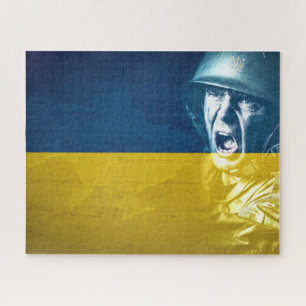 Oekraïense vredessoldaat in oorlog legpuzzel