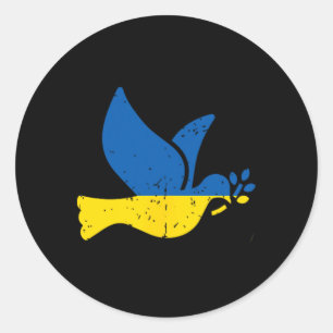Oekraïense Vredesvogel - Oekraïense Vlag Blauw en Ronde Sticker