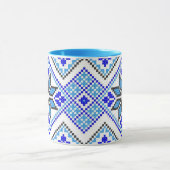 Oekraïense Vyshyvanka Blue Geometric Embroidery Mo Mok (Midden)