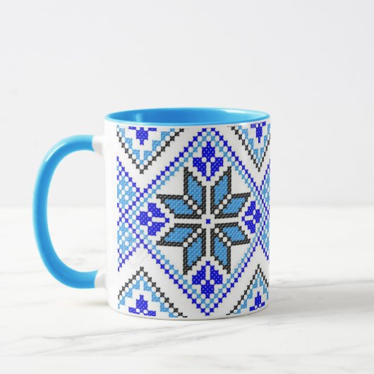 Oekraïense Vyshyvanka Blue Geometric Embroidery Mo Mok (Links)