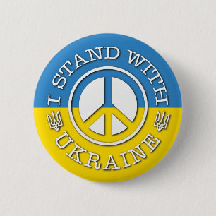 Oekraïense wapenschild Flag Blue Yellow Peace But Ronde Button 5,7 Cm