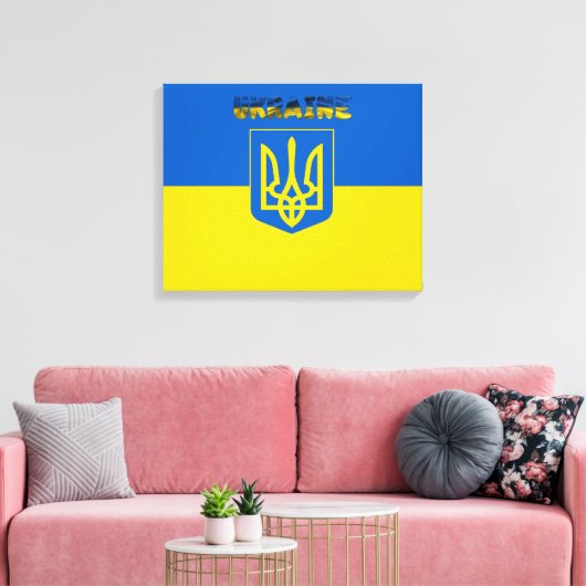 Oekraïense wapenvlaggenstaat canvas afdruk (Insitu (Woonkamer))