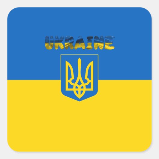 Oekraïense wapenvlaggenstaat vierkante sticker (Voorkant)