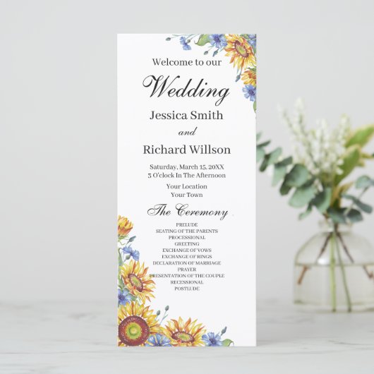 Oekraïense Waterverf Wedding Programme (Staand voorkant)