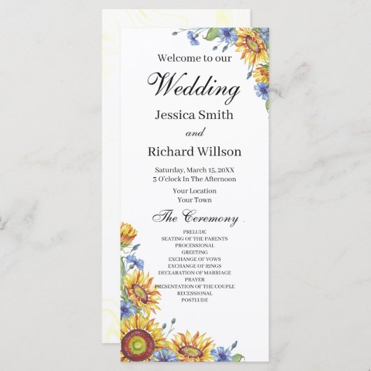 Oekraïense Waterverf Wedding Programme (Voorkant / Achterkant)