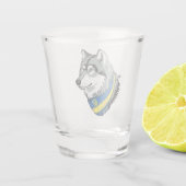Oekraïense Wolf Symbool, Sterk, Trots Schot Glas (Achterkant)