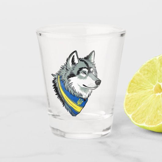 Oekraïense Wolf Symbool, Sterk, Trots Schot Glas (Voorkant)