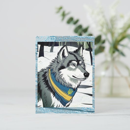 Oekraïense wolf symbool, sterke, trotse Oekraïne k Briefkaart (Staand voorkant)