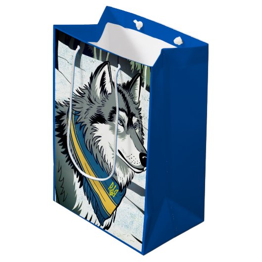 Oekraïense wolf symbool, sterke, trotse Oekraïne k Medium Cadeauzakje (Voorkant Gekanteld)