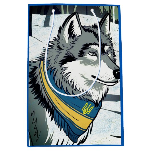 Oekraïense wolf symbool, sterke, trotse Oekraïne k Medium Cadeauzakje (Voorkant)
