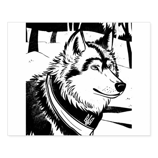 Oekraïense wolf symbool, sterke, trotse Oekraïne k Rubberstempel (Afrduk)