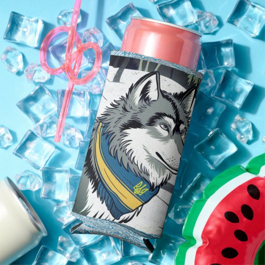 Oekraïense wolf symbool, sterke, trotse Oekraïne k Seltzer Blikjeskoeler (Insitu Zomer)