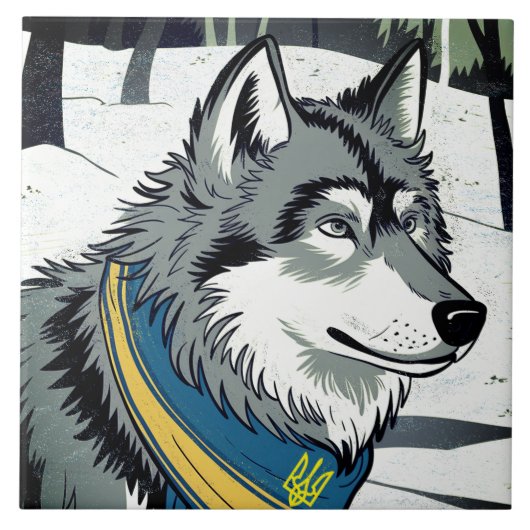 Oekraïense wolf symbool, sterke, trotse Oekraïne k Tegeltje (Voorkant)