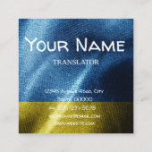 Oekraïense zijdevlag vierkante visitekaartje (Achterkant)