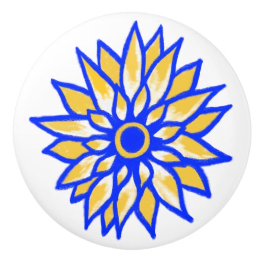 Oekraïense Zonnebloem Keramische Knop (Voorkant)