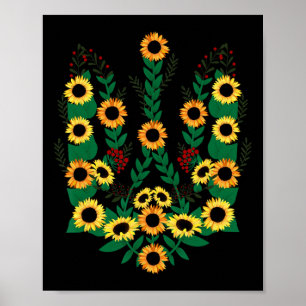Oekraïense zonnebloemen die het wapen van U vormen Poster