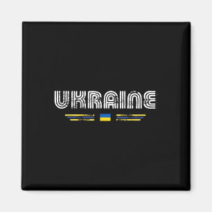 Oekraïne 70s 80s Retro Type Vlag Grafisch  Magneet