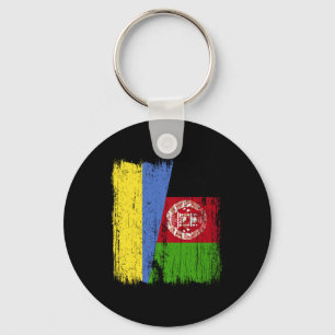 Oekraïne Afghanistan Half Vlag Oekraïense Afghaans Sleutelhanger