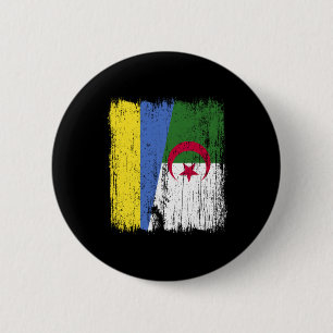 Oekraine Algerije Halve Vlag Oekraïense Algerijnse Ronde Button 5,7 Cm