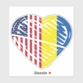 Oekraïne Amerikaanse vlag Heart Sticker (Vel)