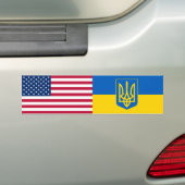 Oekraïne Amerikaanse vlag Trident Oekraïens Bumpersticker (Op auto)