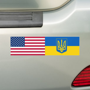 Oekraïne Amerikaanse vlag Trident Oekraïens Bumpersticker