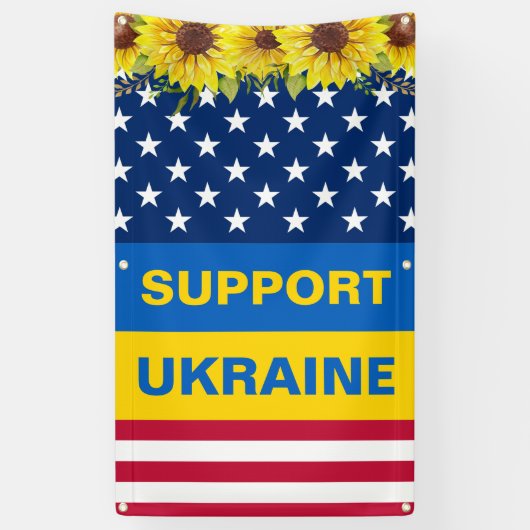 Oekraïne - Amerikaanse zonnebloemen ondersteunen p Spandoek (Verticaal)