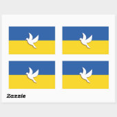 OEKRAÏNE BICOLOOR PEACE DOVE BLUE YELLOW FLAG RECHTHOEKIGE STICKER (Vel)