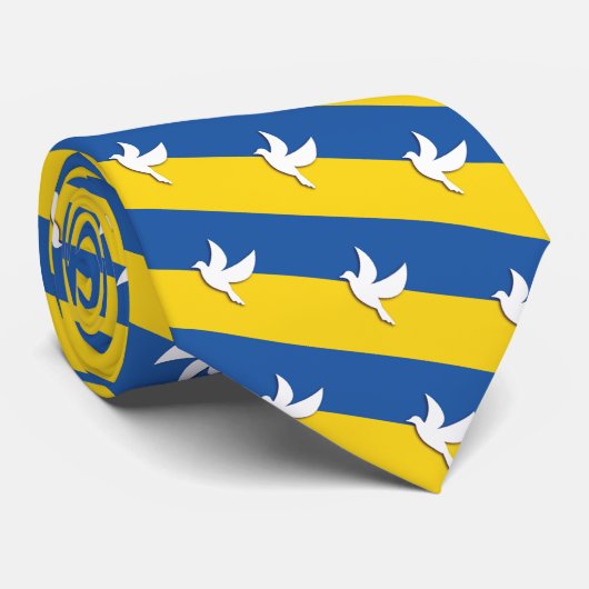OEKRAÏNE BICOLOOR PEACE DOVE BLUE YELLOW FLAG STRO STROPDAS (Opgerold)