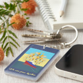 Oekraïne "blauw geel" kleurig sleutelhanger (Voorkant Rechts)