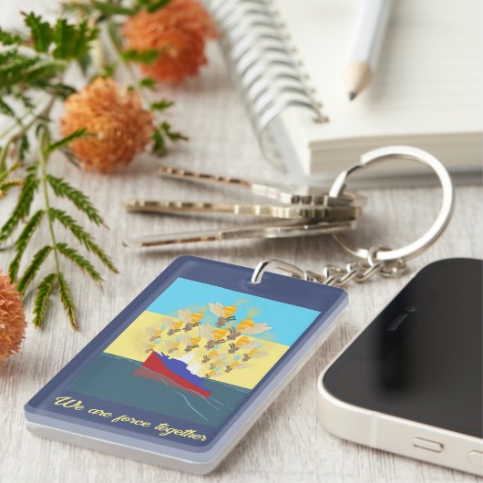 Oekraïne "blauw geel" kleurig sleutelhanger (Voorkant Rechts)