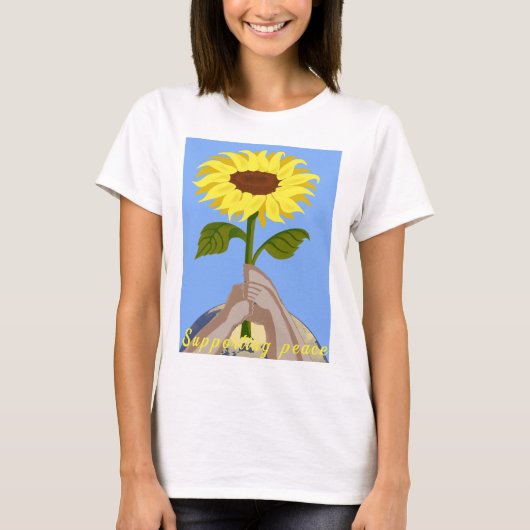 Oekraïne "blauwe gele" zonnebloem kleurrijk t-shirt (Voorkant)