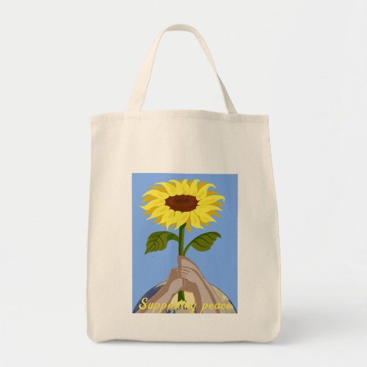 Oekraïne "blauwe gele" zonnebloem kleurrijk tote bag (Voorkant)