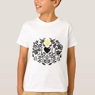 Oekraïne Borduurwerk Pixel I Love Ua Wapen Tr T-shirt